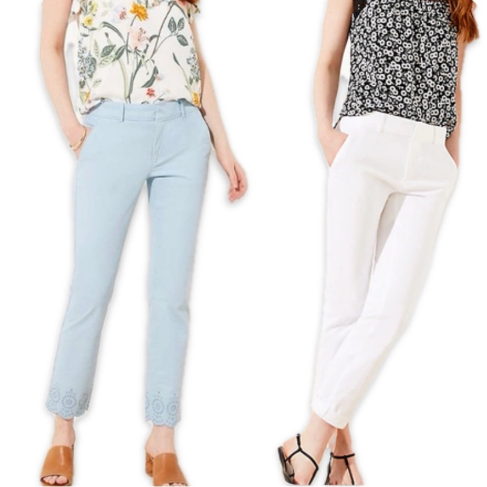 Set of (2) Pairs of Like-New LOFT Girlfriend Chino Pants
